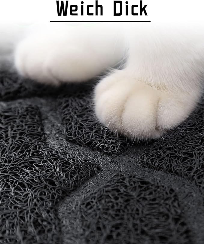 Yimobra Cat Litter Mat, 35.4"x23.6" Litter Box Mat with Litter Lock Mesh, Soft Cat Litter Mat Litter Trapping Mat, Easy to Clean, Non-Slip, Water Resistant, Litter Free Floors, Black-Mewly Pet