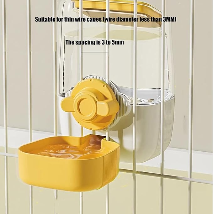 Pet Hanging Automatic Feeders Drinking Bowls，Gravity Rabbit Feeder and Water Set，Cage Cat Food Bowl Feeding Station for Puppy Kitten Chinchilla Hedgehog Guinea Pig Ferret (Yellow-Food)-Mewly Pet