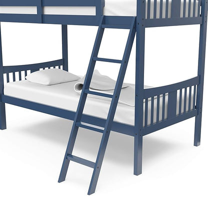 Storkcraft Caribou Bunk Bed Twin Over Twin Bunk Bed (Navy) - GREENGUARD Gold Certified, Twin Bunk Beds for Kids, Converts to 2 Individual Twin Beds, Bunk Beds for Kids