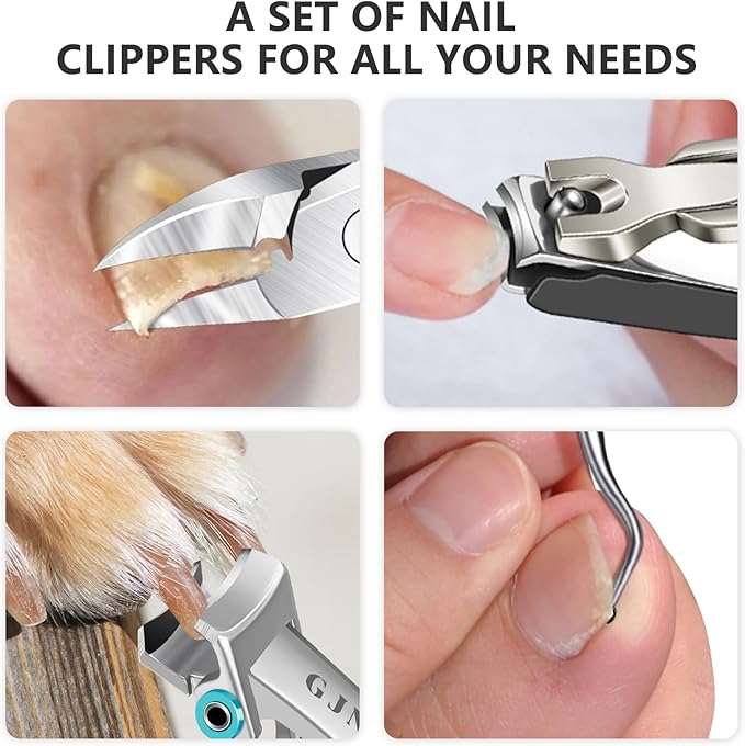 Toe Nail Clippers for Thick Nails - 5PCS Heavy Duty Toenail Clipper for Men, 37mm/16mm Wide Jaw Opening Nail Clippers-Mewly Pet