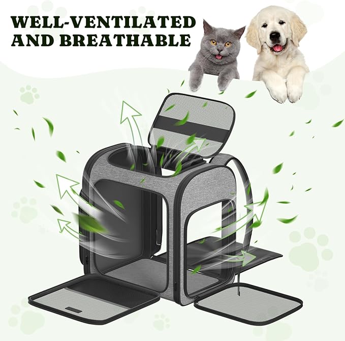Pawtners Dog Backpack Carrier Large Pet Carrier Backpack for Kitten Small Dogs Puppies & Large Cats Up to 18 Lbs, Breathable Dog Backpack with Anti-Scratch Mesh, Ventilated Design, Perfect for Travel-Mewly Pet