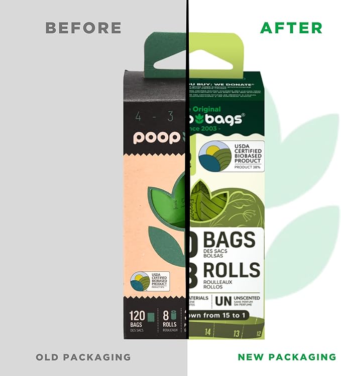 The Original Poop Bags® Dog Poop Bags Rolls – 38% Plant-Based, USDA Certified, Unscented, Leak-Proof & Durable Waste Bags for Dogs, 960 Count-Mewly Pet