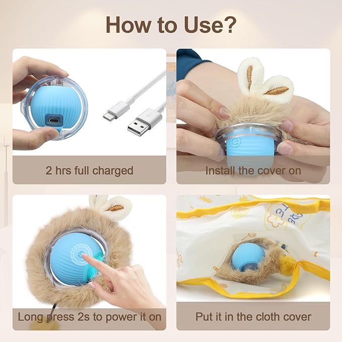 Interactive Cat Toys, Smart Rolling Ball in Play Mat, Automatic Speedy Moving Ball for Indoor Exercise, Motion Activated Pet Balls for Hide and Seek Mouse Catching Game (Blue)-Mewly Pet