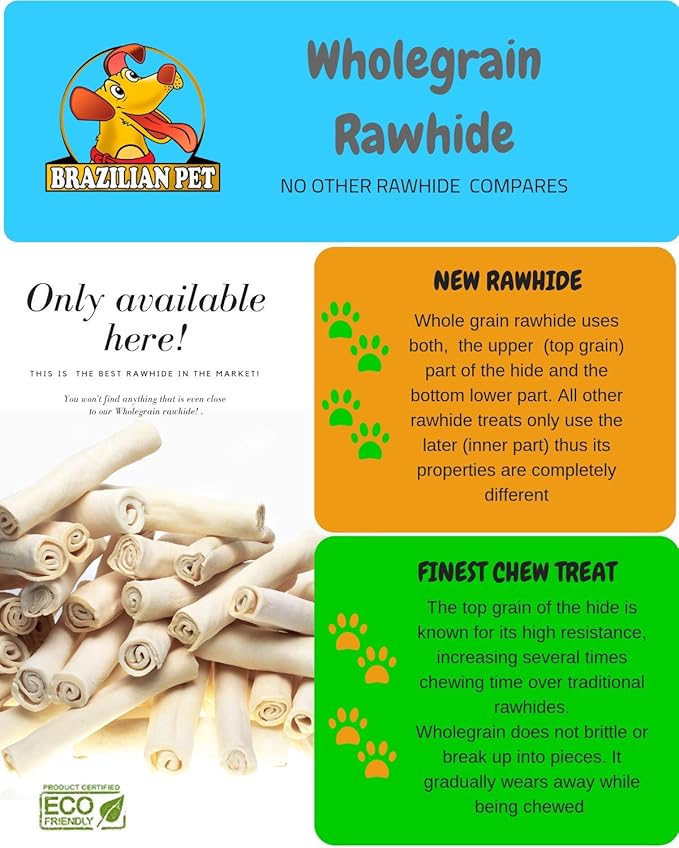 Brazilian Pet Premium Retriever Rolls 10-11 inches (10 Pack),100% Natural Dog Treat Chew. No Artificial Preservatives-Mewly Pet