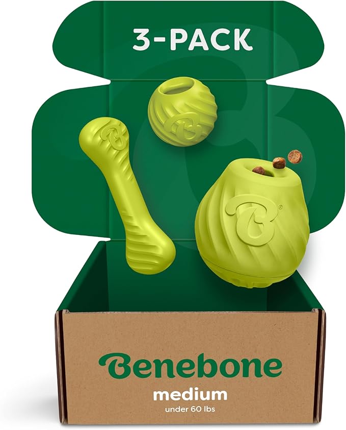 Benebone 3-Pack Ball/Bone Medium/Pawbler-Mewly Pet