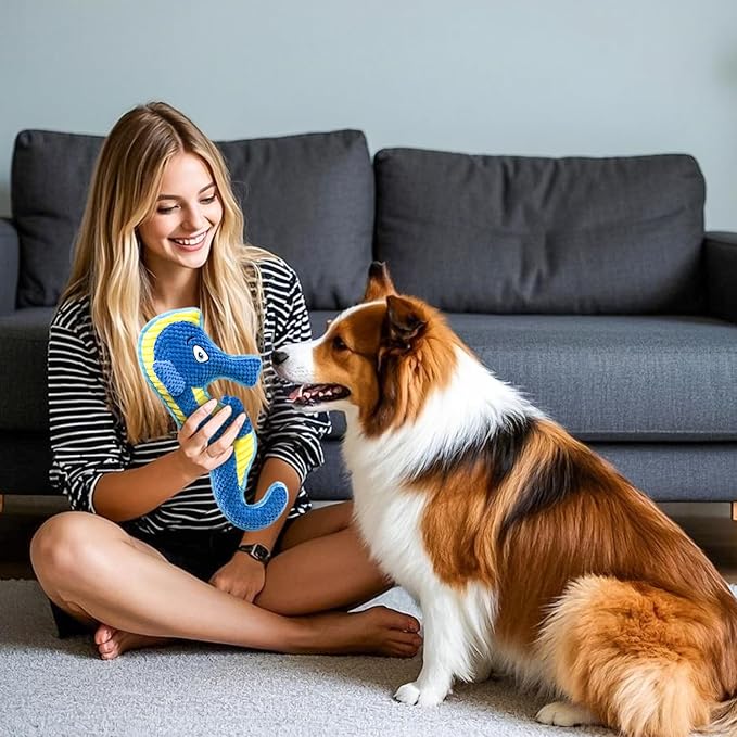 Dog Toy Squeaky Aggressive Durable Dog Toys for Dogs Chew No-Stuffed Dog Toy Interactive Hours of Fun Keep pups Busy -Green Shark,Bubble-Pressed Ultra-Soft Fabric-Mewly Pet