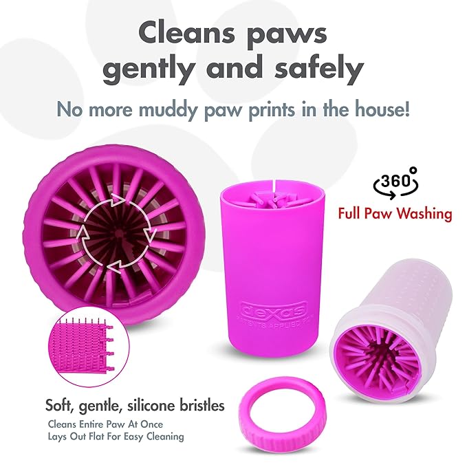 Dexas MudBuster Portable Dog Paw Washer/Paw Cleaner, Medium, Fuchsia-Mewly Pet