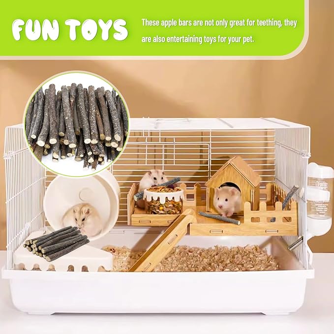 600g Small Apple Sticks Animals Molar Wood Treats Toys for Rabbits Chinchillas Guinea Pig Hamster Gerbil Parrot Bunny Chew Stick Toys Treats, 21.2 OZ-Mewly Pet
