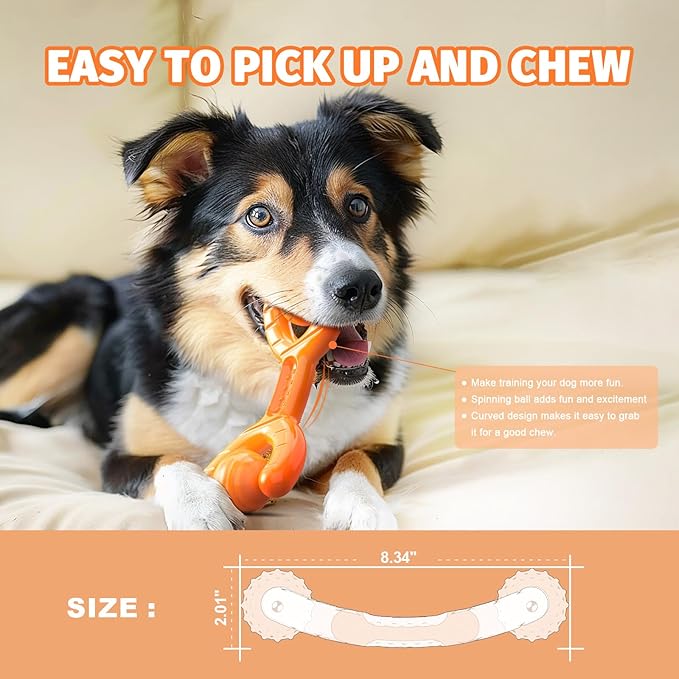 Indestructible Dog Toys for Aggressive Chewers - Heavy Duty Chew Proof Durable Toy for Large Breed Dogs, Interactive Tough Nylon Bone for Boredom Relief & Mental Stimulation,Orange-Mewly Pet