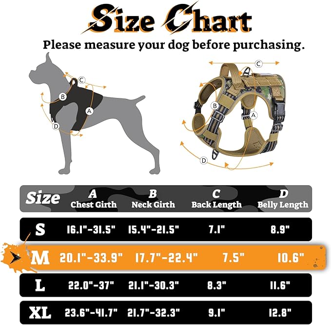 rabbitgoo Dog Harness Medium Sized No Pull, Tactical Service Pet Vest with Molle and Control Handle, Adjustable and Reflective Military Harness for Easy Walking and Training, Brown camo, M-Mewly Pet