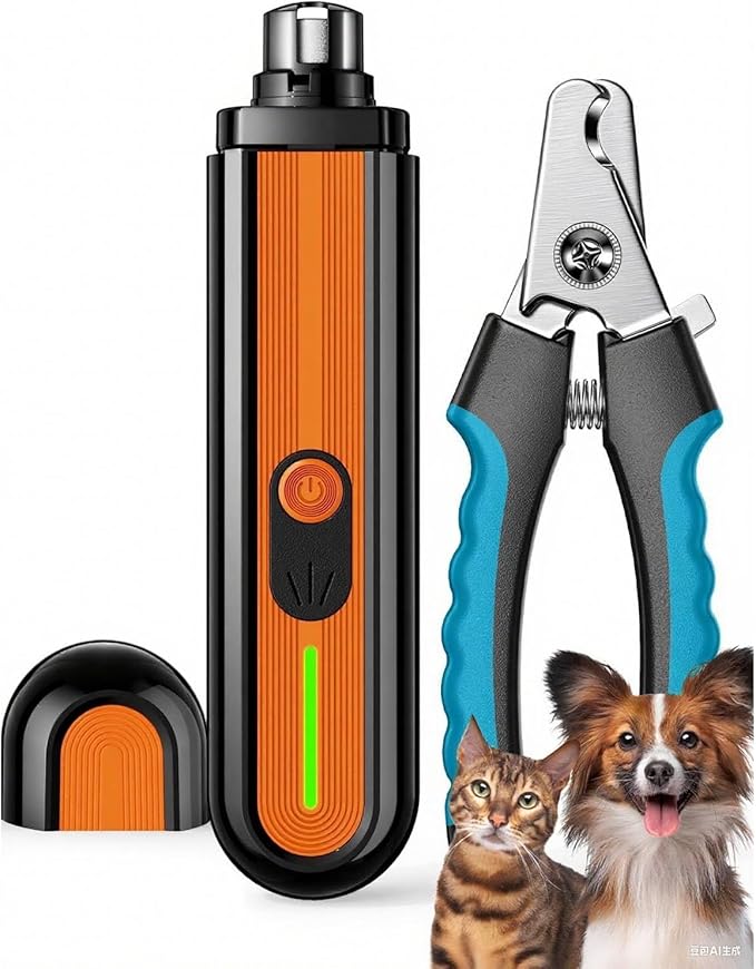 Super Powerful Dog Nail Trimmers and Dog Nail Clippers Combo, Ultra Quiet, 3 Speeds, 4 Bright Lights, with Travel Lock, for Small, Meddium and Large Dogs, Cats and Small Animals-Mewly Pet