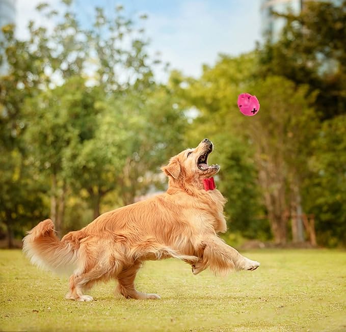 AUSCAT Dog Treat Dispensing Toys, Dispensing Puzzle Dog Toy for Aggressive Chewers, Rubber Dog Treat Dispenser, Interactive Stimulation Dog Food Toys, Pitaya Shape-Mewly Pet