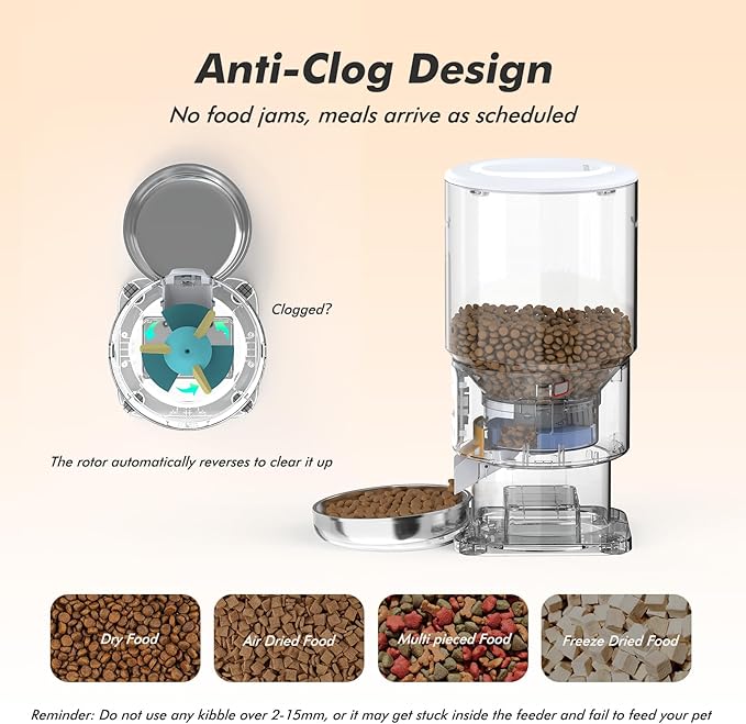 Automatic Cat Feeder - 5L Anti-Clog Cat Food Dispenser with Freshness Preservation, 1-6 Meals/Day, Programmable Portions, 10s Voice, 180-Day Battery Life, Auto Pet Feeder for Multi Cats & Dogs-Mewly Pet