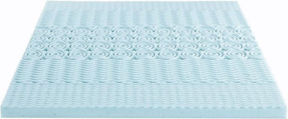 Mellow 3 Inch 5-Zone Memory Foam Mattress Topper, Cooling Gel Infusion, Dorm Essentials, Full Blue