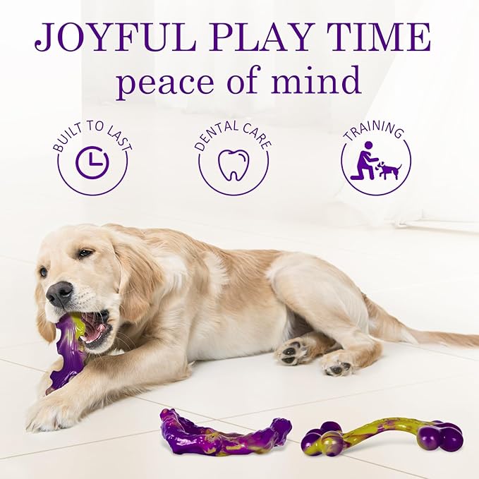 Tough Dog Toys for Aggressive Chewers 3 Pack, Indestructible Dog Toy for Large Dogs, Bacon Flavored, Keeps Dogs Busy-Mewly Pet