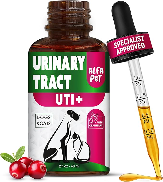Сat Urinary Tract Infection Treatment with Cranberry – Dog UTI Treatment to Care for Bladder – Cat UTI Treatment for Kidneys – Preventive Support for Renal Health in Drops – 2 Oz-Mewly Pet