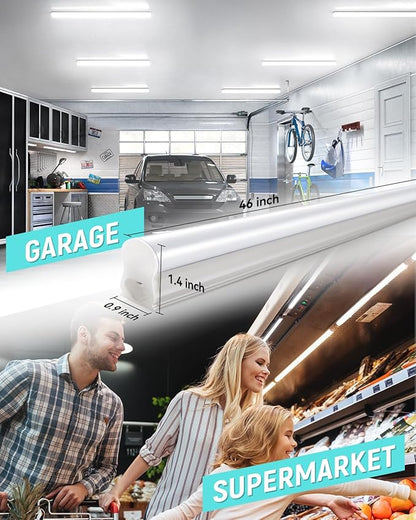 (8 Pack) Upgraded 4FT T5 LED Integrated Fixture, 6500K,20W,2300LM(Super Bright White) Linkable LED Shop Light,Garage Ceiling and Cabinet Light,Strip Light,Corded Electric with ON/Off Switch