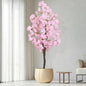 Artificial Pink Cherry Blossom Tree 5.5ft(67in) Tall Fake Silk Leaves Indoor Decor Handmade Lifelike Sakura Tree for Wedding Realistic Cherry Plant in Pot for Home Living Room,Office,Outdoor Decor