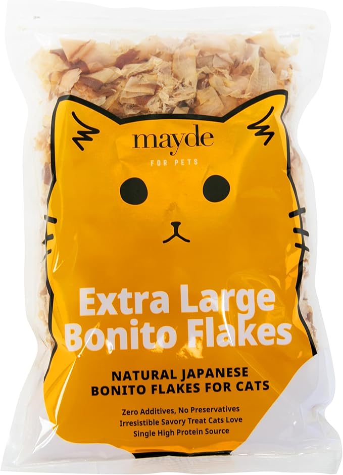Mayde Bonito Flakes for Cats & Dogs, All-Natural High-Protein Treats, Extra Large 4oz Bag-Mewly Pet
