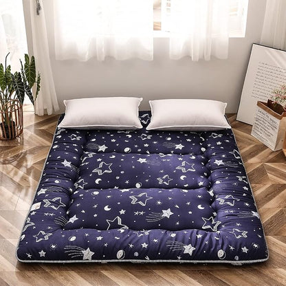 MAXYOYO Navy Star Futon Mattress Japanese Floor Mattress Tatami Floor Mat Foldable Bed Portable Camping Mattress Kids Sleeping Pad Floor Lounger Couch Bed Twin Size