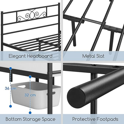 Yaheetech Full Bed Frames Metal Platform Bed with Headboard and Footboard for Bedrooms No Box Spring Needed Easy Assembly, Black/Full Bed
