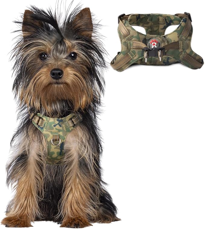Dog Harness Step in Dog Vest Harness, Reflective Adjustable Puppy No Pull Harness Breathable Soft for Small and Medium Dogs Cats, Camo, XXS-Mewly Pet