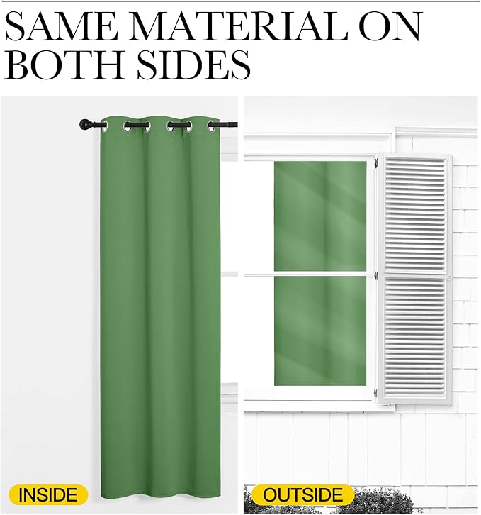 NICETOWN Froest Green Blackout Curtains 84 inches Length for Dining Room, 2 Panels, 34" Wide, Thermal Insulated Long Drapes for Window