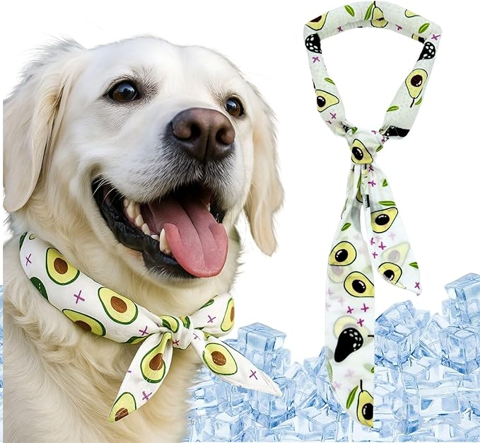 2pcs Cooling Scarf for Pets,Summer Cooling Scarves Keep Cats and Dogs Cool, Reused,Rrecycled,Suitable for Dogs (2pcs-Avocado)-Mewly Pet