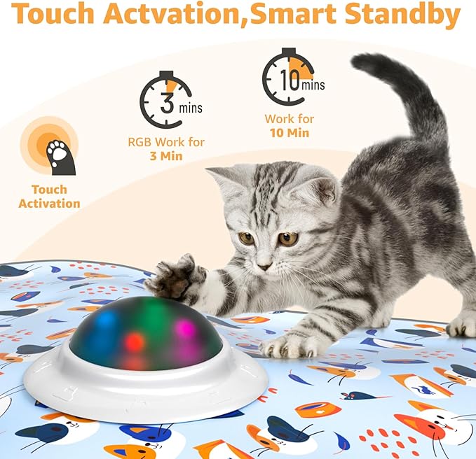 Interactive Cat Toys Rechargeable: Interactive Cats Toy with Chime - Automatic Cat Toys for Indoor Cats, Hide and Seek Toy with Motion, Moving Feather, USB,Blue-Mewly Pet