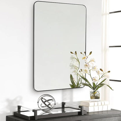 CULER Black Bathroom Wall Mirror,24 x 36 Inch Rectangle Vanity Modern Tempered Glass Mirror for Bedroom,Living Room,Entryway (24x36 Inch, Black)