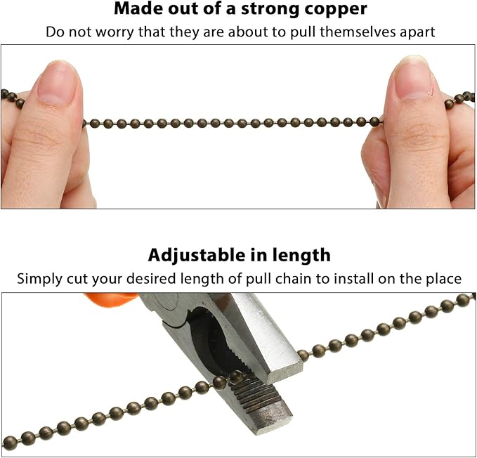 8 Pieces Ceiling Fan Pull Chains Extender Wooden Pendant Pull Chain Extension for Ceiling Light Lamp Fan(Black)