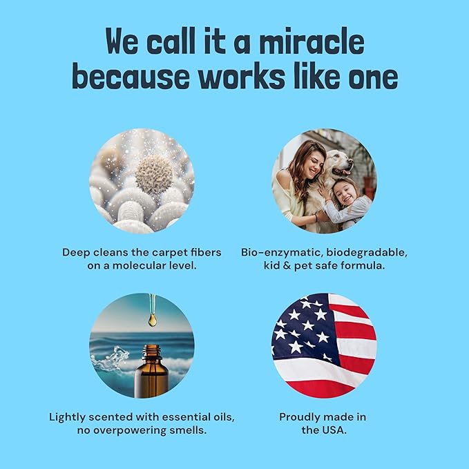 Sunny & Honey Carpet Cleaner Solution - 32 Fl Oz, Fresh Summer Scent - Rug Shampoo & Upholstery Cleaning Solution - Pet Odor Eliminator & Pet Stain Remover-Mewly Pet