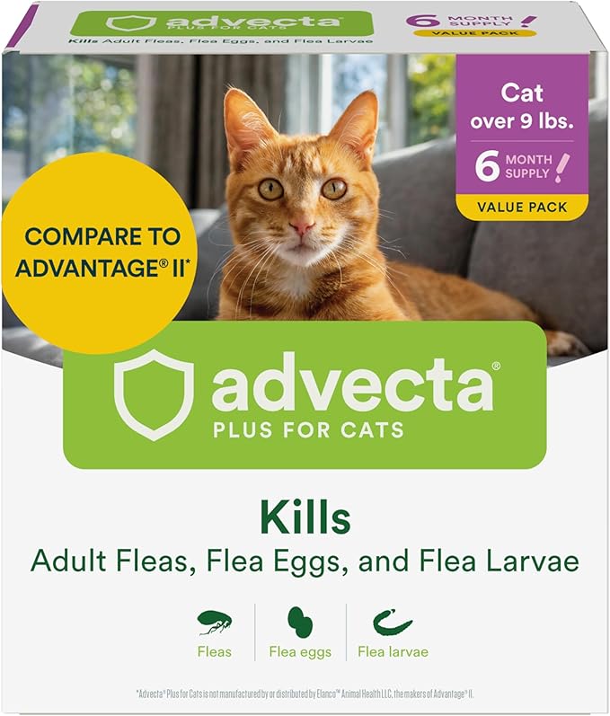 Plus Flea Prevention for Cats, Cat and Kitten Treatment & Control, Small and Large, Fast Acting Waterproof Topical Drops, 6 Month Supply-Mewly Pet