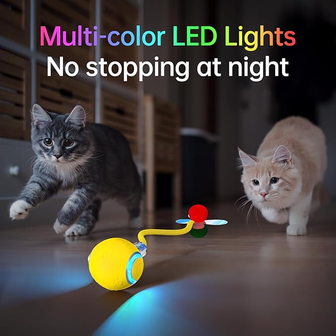 Interactive Cat Toys for Indoor Cats - Kitten Toy with Speedy Tail 2.0, Automatic Cat Toys for Bored Indoor Adult Cats, Motion-Activated, 2025 New Upgraded, USB Rechargeable (Yellow)-Mewly Pet