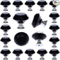 DEELF 25 Packs Kitchen Cabinet Knobs, 30 mm Crystal Cabinet Knobs, Diamond Dresser Handle Drawer Pulls, Dresser Knobs for Cabinets and Drawers, Black