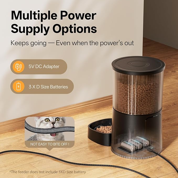 Automatic Cat Feeder WiFi- 5Ghz Cat Food Dispenser with APP Remote Control- Auto Pet Feeder for Small Dog Indoor- Easy to Set Up and Clean- Dual Power with Desiccant Bag Keep Fresh-Mewly Pet