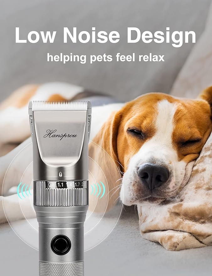 Dog Grooming Clippers High Power Dog Clipper for Thick Heavy Coats Low Noise Plug-in Pet Trimmer Pet Professional Grooming Clippers with Guard Combs Brush for Dogs Cats and Other Animals-Mewly Pet