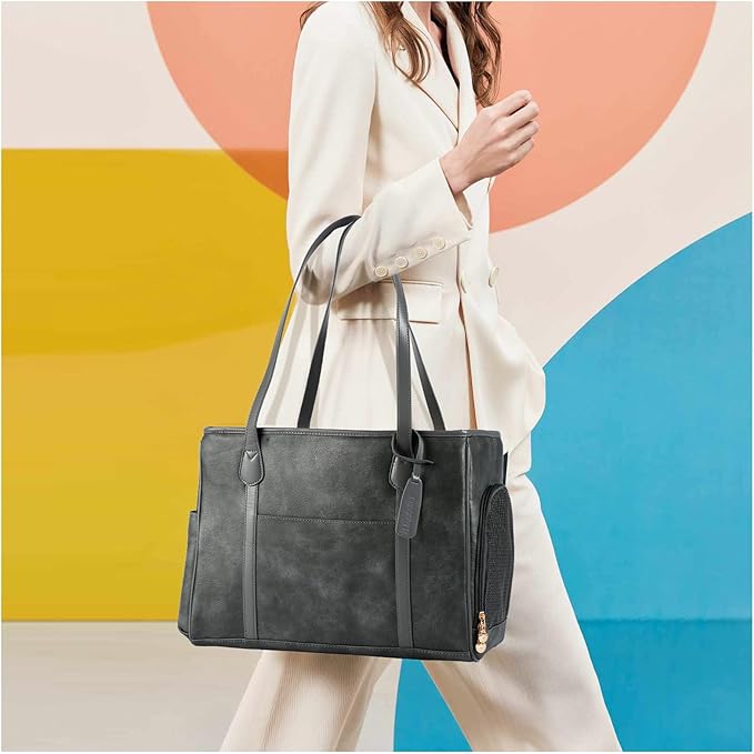 Stylish Dog Purse Carrier, Leather Pet Carrier Bag for Small Dogs Cats Puppy, Airline Approved Soft-Sided Carrier Grey-Mewly Pet