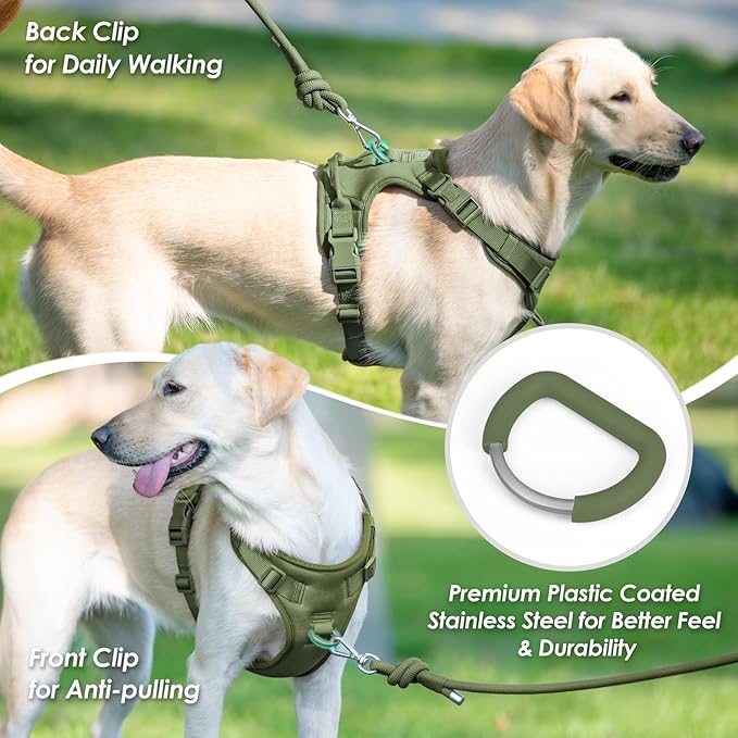 No Pull Dog Harness, Puppy Vest with Front Clip for Small Medium Large Sized Cute Dog (Misty Green,L)-Mewly Pet