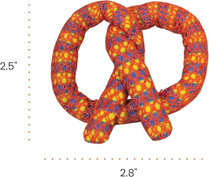 Catstages Plaque Away Pretzel Cat Toy – Interactive Catnip Dental Chew Toy to Help Clean Teeth, Fun for Play and Chewing, Orange-Mewly Pet