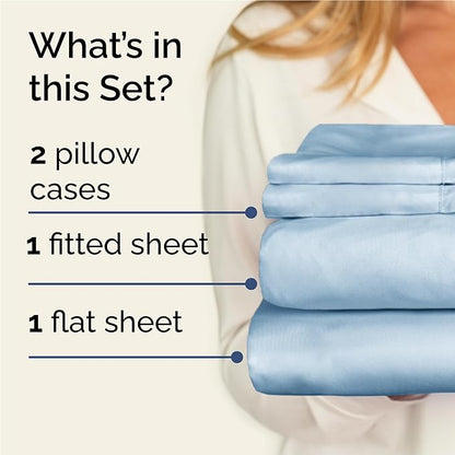 Twin XL 4 Piece Sheet Set - Comfy Breathable & Cooling - Ultra-Soft Hotel Luxury Bedding Set w/ 8-16 Inch Deep Pockets - 1 Flat & 1 Fitted Sheet & 2 Pillowcases - Wrinkle Free & Easy Care - Sky Blue