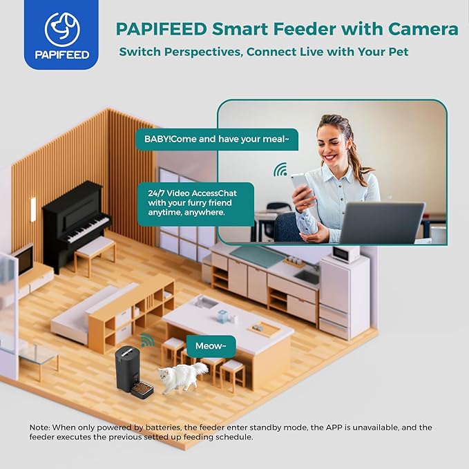 Automatic Cat Feeder,Camera 1080P HD - 6L Pet Feeder, 2.4/5G WiFi Smart App Control, Bluetooth Assist Link,Wide-Angle Lens,Automatic Feeder for Small and Medium-Sized Pets-Mewly Pet