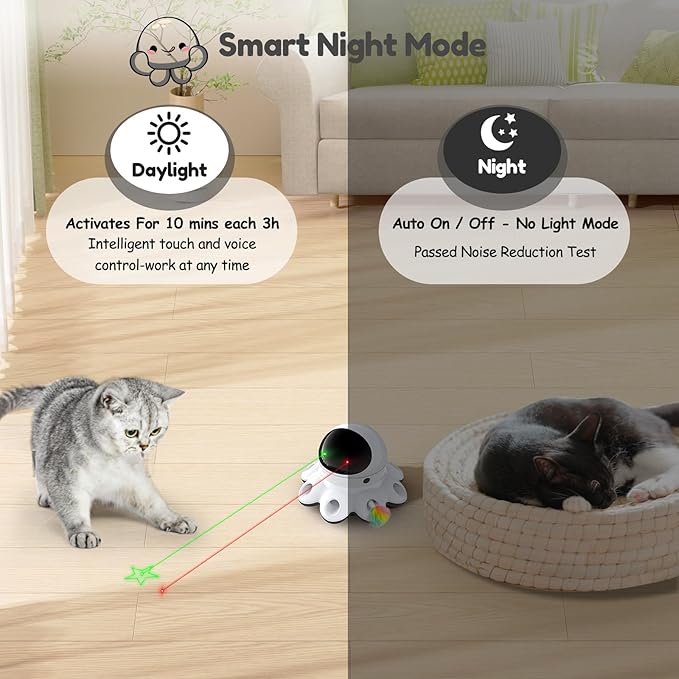 ORSDA Cat Laser Toy, 2-in-1 Interactive Automatic Motion Activated Moving 8 Holes Whack A Mole Feather, USB Rechargeable Electronic Smart Sensor Kitten Toys for Indoor Exercise-Mewly Pet