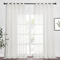 NICETOWN Beige Sheer Window Curtains Extra Long, Silver Grommet Light Filter Window Drapes Airy & Breathable Living Room Voile Panels Elegant for Flat/Apartment, W70 x L108