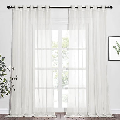NICETOWN Voile Sheer Curtains for Bedroom Windows, Grommet Top Elegant Lightweight Window Drapes Airy Panels for Living Room/Home Office, Beige, Set of 2, W70 x L96