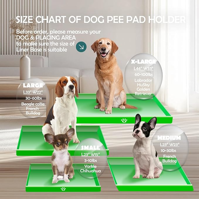 MEEXPAWS Dog Pee Pad Holder Foldable, Puppy Pad Holder Liner Base High Side, Dog Litter Box Indoor 44’’x33’’, Training Leak-Proof Easy Clean-Mewly Pet