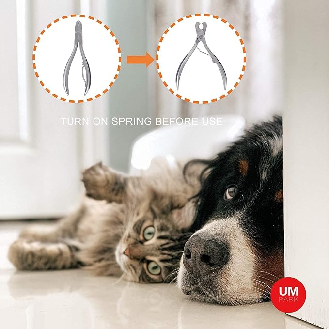 Dog Nail Clipper | Pet Cat Claw Trimmer -Sharp Angled Stainless Steel Blade for Quick Safety -Sturdy Non-Slip Handle -Nail File & Set Box -Professional Tools for Large & Small Pet-Mewly Pet