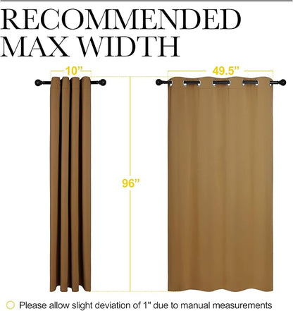 NICETOWN Sleek Blackout Curtains 96 inches Length for Windows, Noise Reducing and Block Draft Panels for Door Doorway Laundry Office Luxury Decor Theme (2 Panels, Gold Brown, W55 x L96 -Inch)