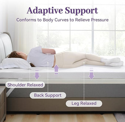SINWEEK 3 Inch Gel Memory Foam Mattress Topper Full XL Size, Ventilated High Density Pad for Back Pain, Bed Topper with Removable Soft Cover, CertiPUR-US Certified