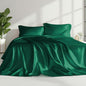 Love's cabin Satin Queen Sheets Set - 4 Piece Dark Green Silky Bed Sheets with Deep Pocket, Luxury Silk Feel Satin Queen Size Sheet Set (1 Flat Sheet,1 Fitted Sheet,2 Pillow Cases)